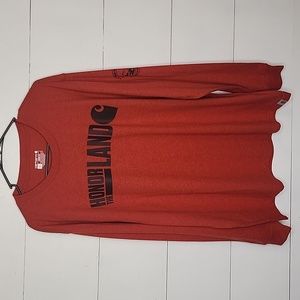 Carhartt Force Men Size L Relaxed Fit Fire Red Long Sleeve T-shirt